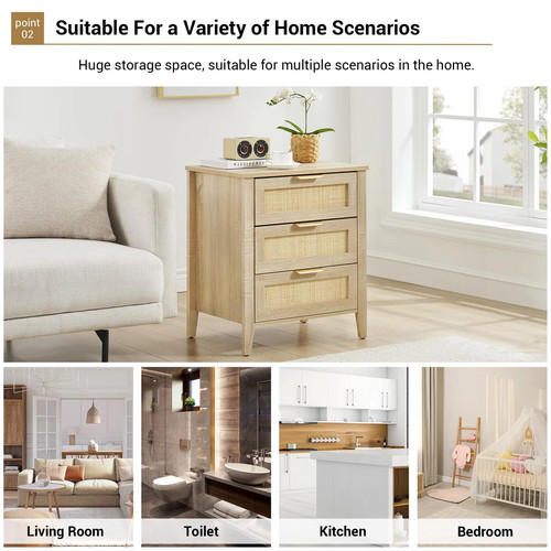 Rattan nightstand bedside - nightstand,