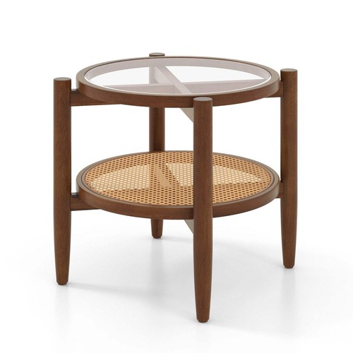 Tier rattan round side - 2-tier,