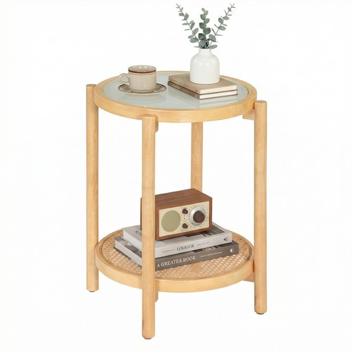Tier rattan look round - 2-tier, rattan-look