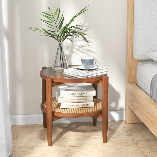 Tier round side end table - 2-tier,