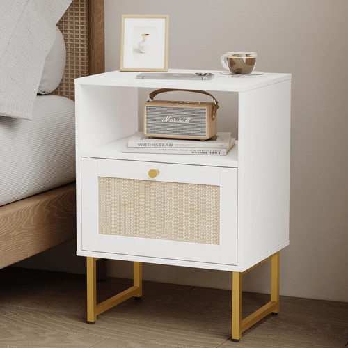 Boho rattan nightstand - nightstand, with
