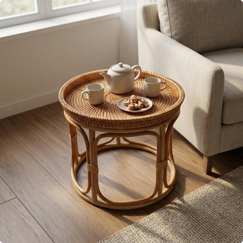 Side table made rattan - table,