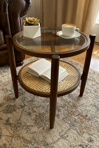 Rattan side table round - rattan,