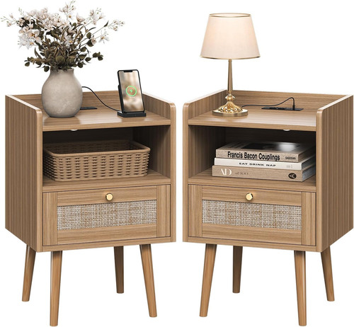 Rattan nightstands with - nightstands,
